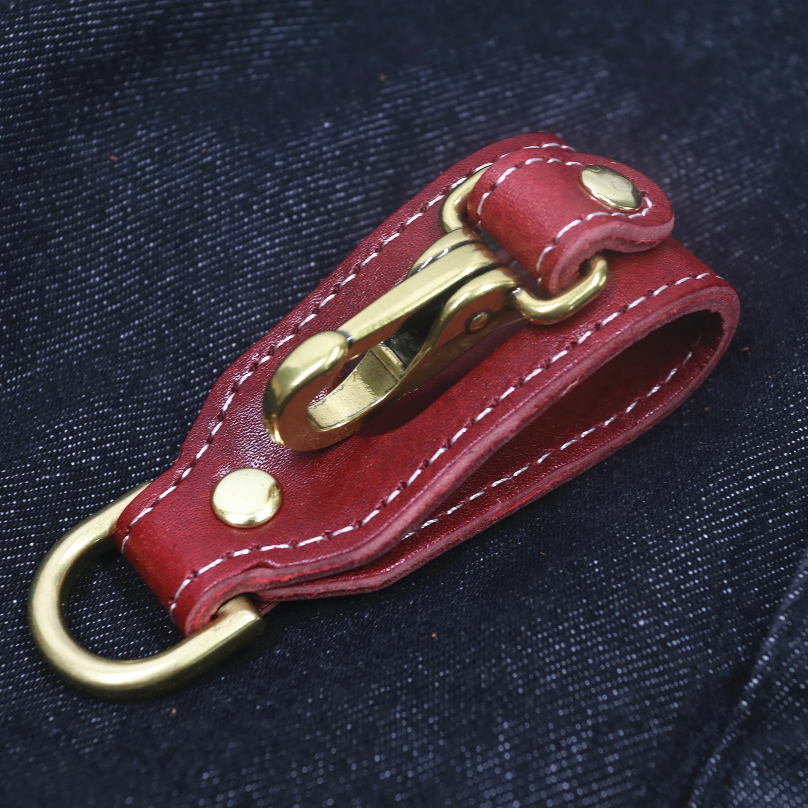 

100% Genuine Leather Key Holder For Men Male Cowhide Vintage Handmade Tactical Belt Loop Key Clip Fob Buckle Keychain Organizer