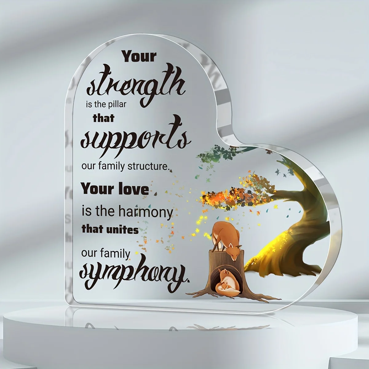 CIFBUY Acrylic Heart Fox Guardian Statue 2D Flat Desktop Decor Home Office Table Ornament Sentimental Gift Easy Clean Art