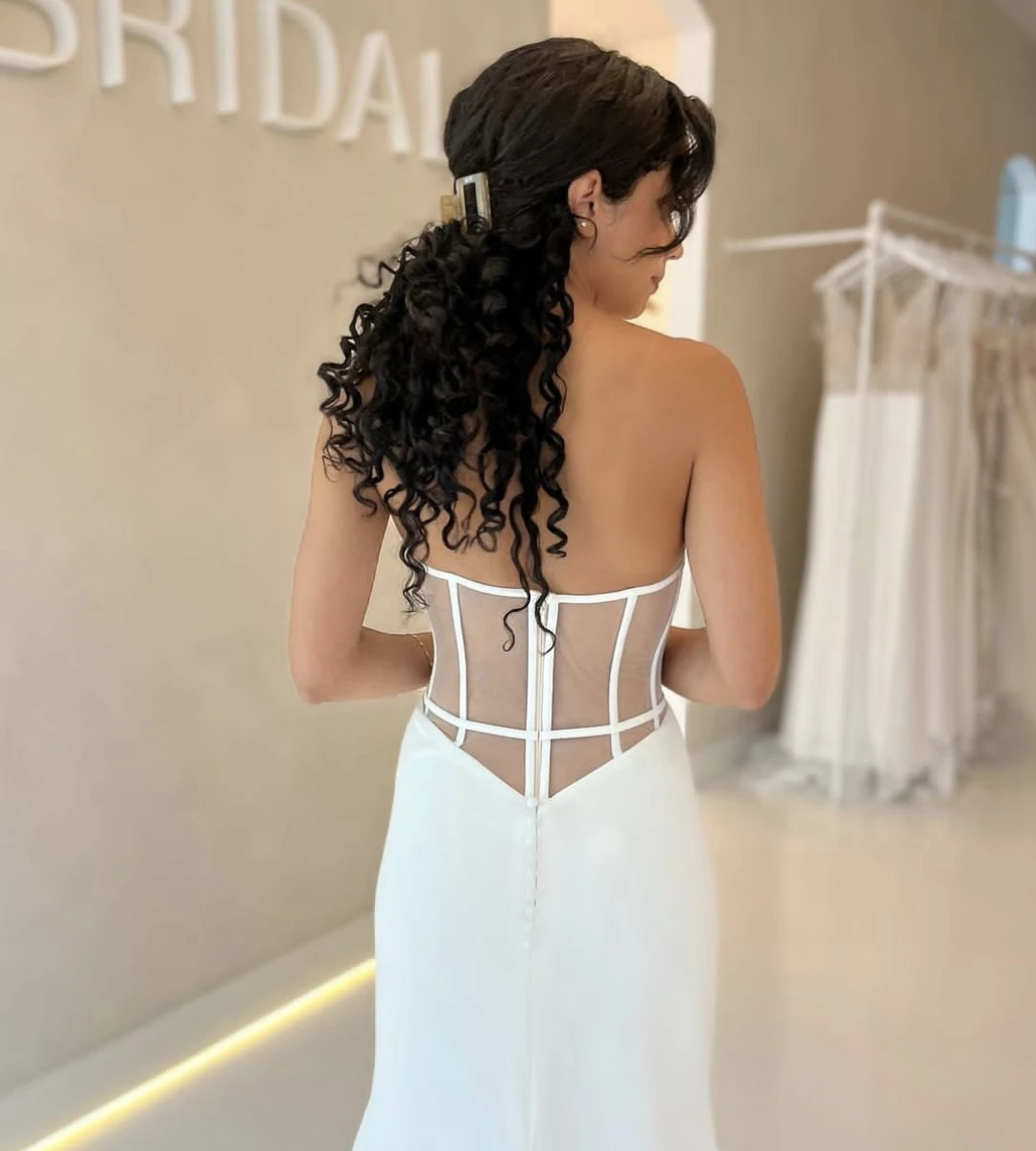 Robe de Mariée en Satin à Col en V pour Femme, Personnalisée sur Mesure, Élégante, Fermeture Éclair au Dos, Patients Civiles Blancs