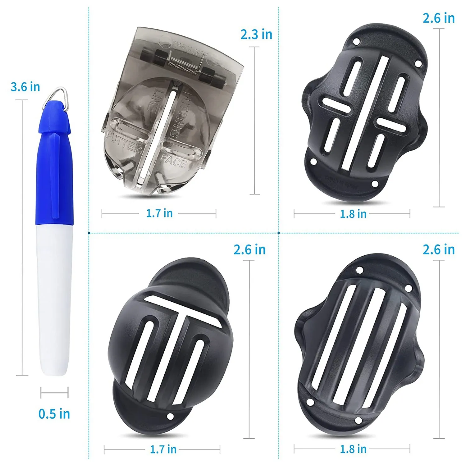 NEW-Golf Ball Line Marker Golf Alignment Kit With Marker Pen Triple Track Putter Stencil Spring Clamp Ball Marking Tools