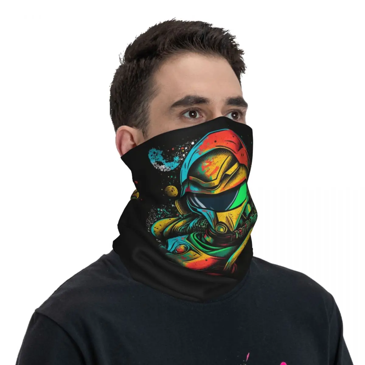 Metroid Samus Aran Metroid Graffiti Stylizowany wzór Bandana na szyję Szalik z nadrukiem Ciepły szalik rowerowy do biegania unisex