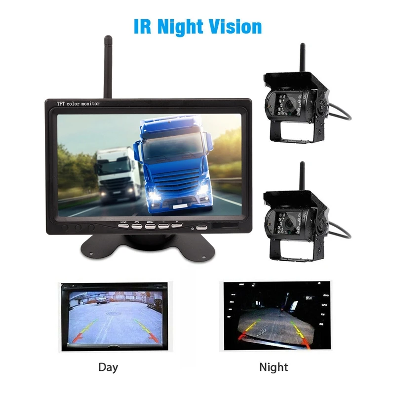 12-24V Wireless Rear View Camera Infrared Lights Night Vision For Trucks RV 7 Inch Car Monitor With Reverse Image System