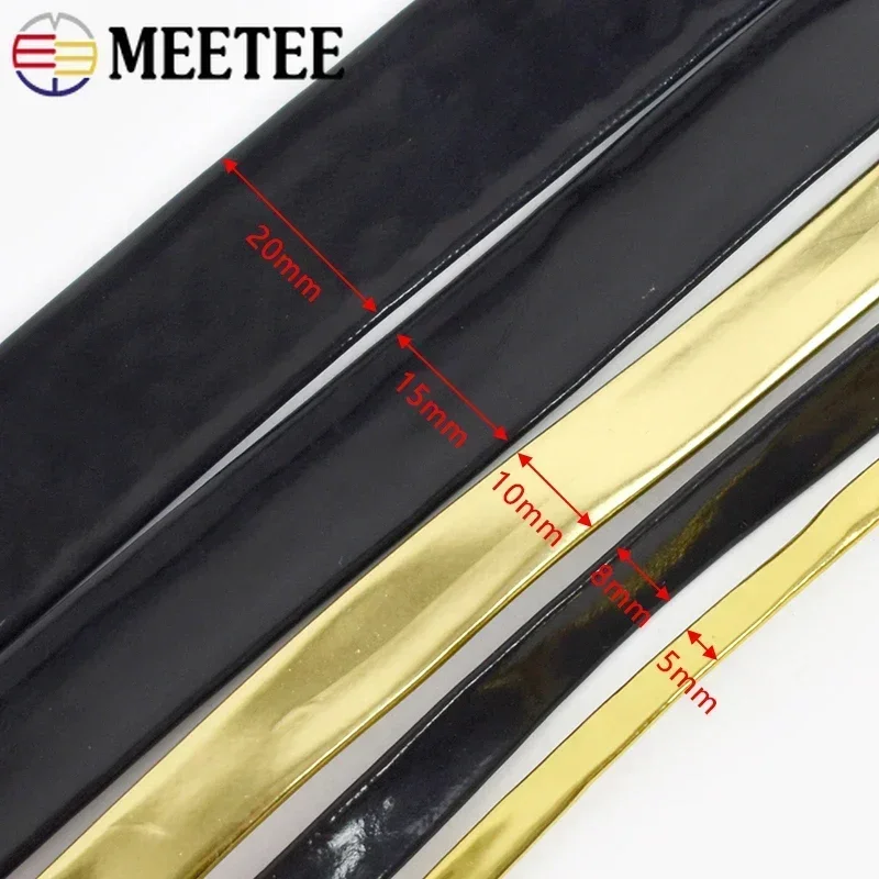 5M 5/8/10/15/20mm PU Hemming Ribbon Mirror Leather Rope Jewelry Decoration Webbing Cord Headdress Edge Tape Trims Accessories