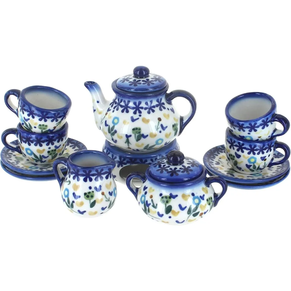 

Мини-чайный сервиз Polish Pottery Yellow Daisy — Коллекционный польский чайный сервиз с чайником и чашками