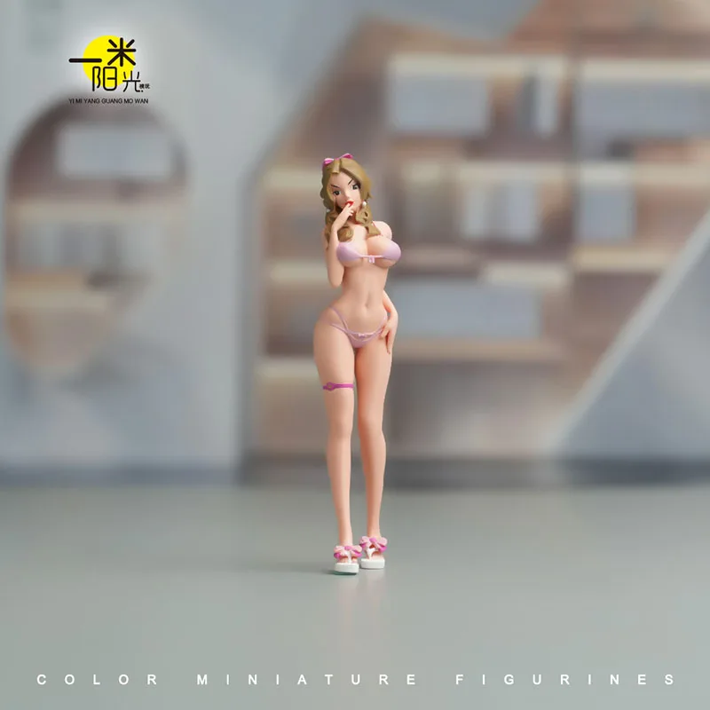 

Face Painted 1/24 1/18 Anime Girl Standing in Bikini Figure Model Diorama Miniature City Street View Scene Display Prop for Cars