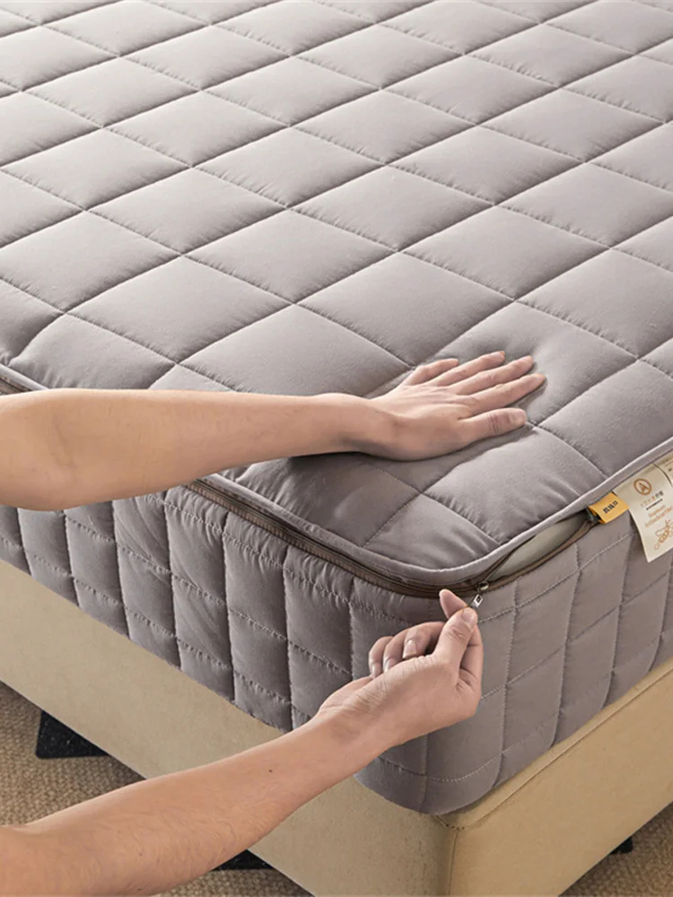 Zeszijdige matrasbeschermer met ritssluiting Verdikte matrashoes voor Twin Full Queen King Bed Pad Geruisloze matrashoes