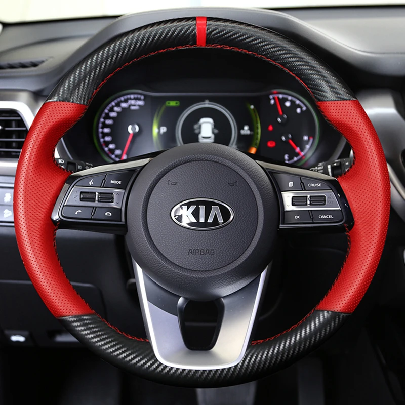 Custom DIY Car Steering Wheel Cover 100% Fit For Kia K5 Optima 2018 2019 Sportage 3 2019 Forte Ceed Cee\'d 2017 2018 2019