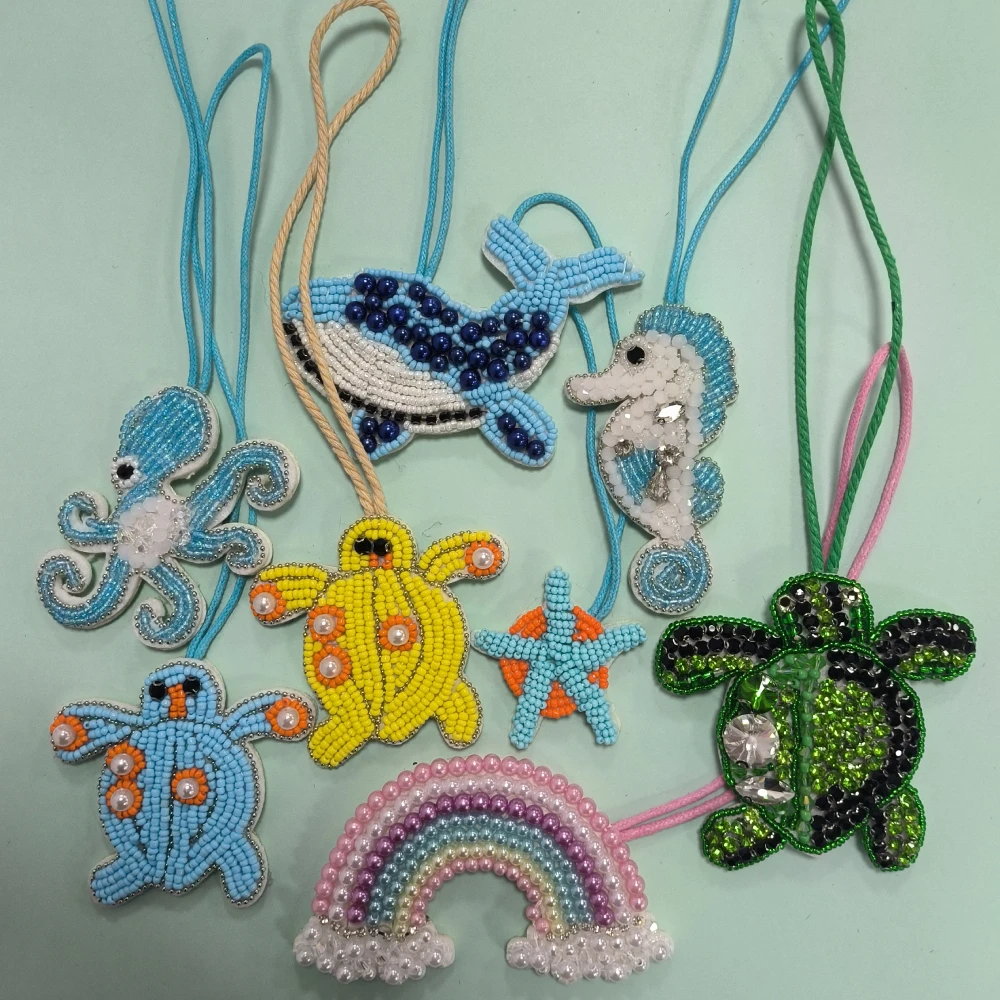 

Handmade Beaded Marine Organism Rhinestone Bag Charm Animal/Plant Pendant,Purse/Handbag Hanging Decoration,Keyring Accessories