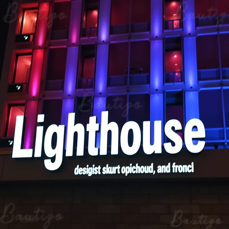 Custom 3D Illuminated LED Metal Letters Sign For Business Storefront Outdoor Waterproof Frontlit Light Up Advertising Signage