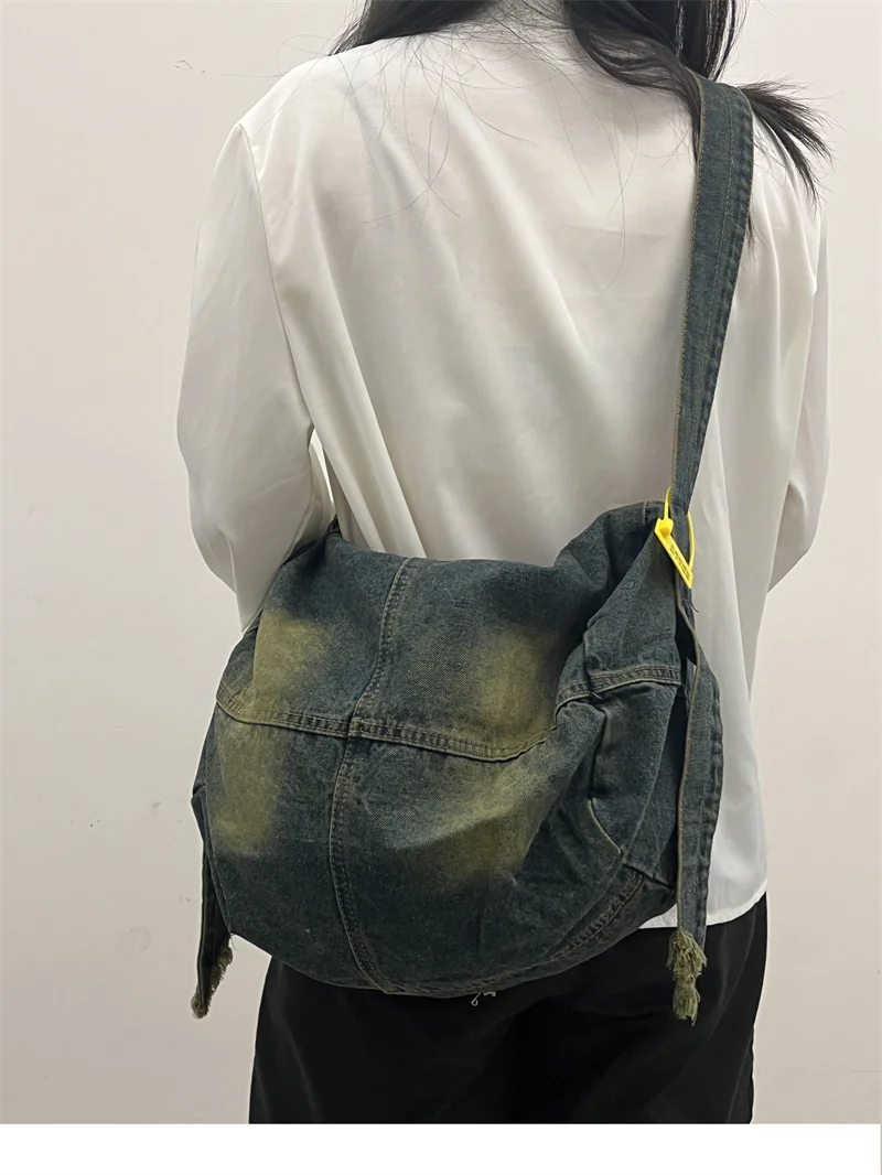 Washed Denim Women Hobos Shoulder Bag Handbags Large Capacity y2k female Crossbody Bags Soft Jeans Casual Big Totes