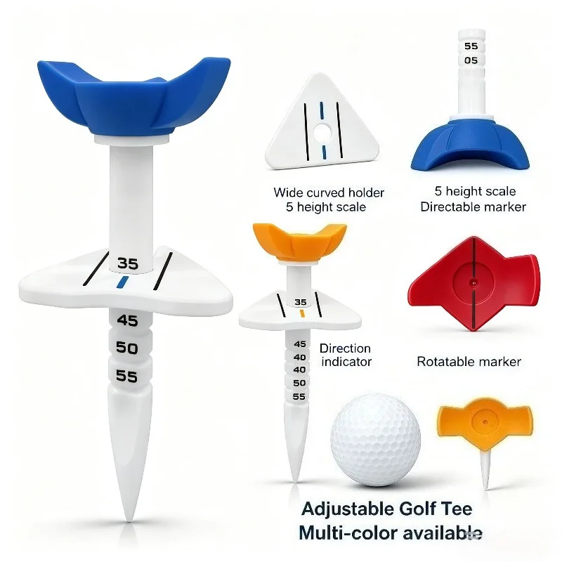 4Pcs Large Head Golf Tees 33-55mm Adjustable Height Golf Training Tee Outdoor Golf Practice Accessories