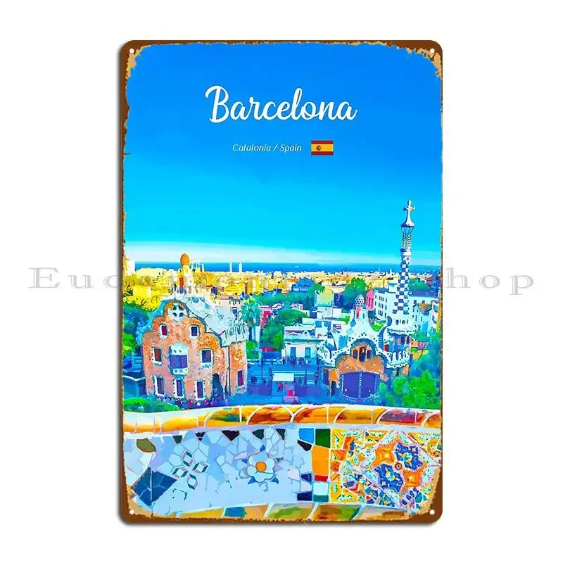 Barcelona Spanien Metallschild Plaketten Garage Club Wohnzimmer Wandplakette Kino Design Blechschild Poster