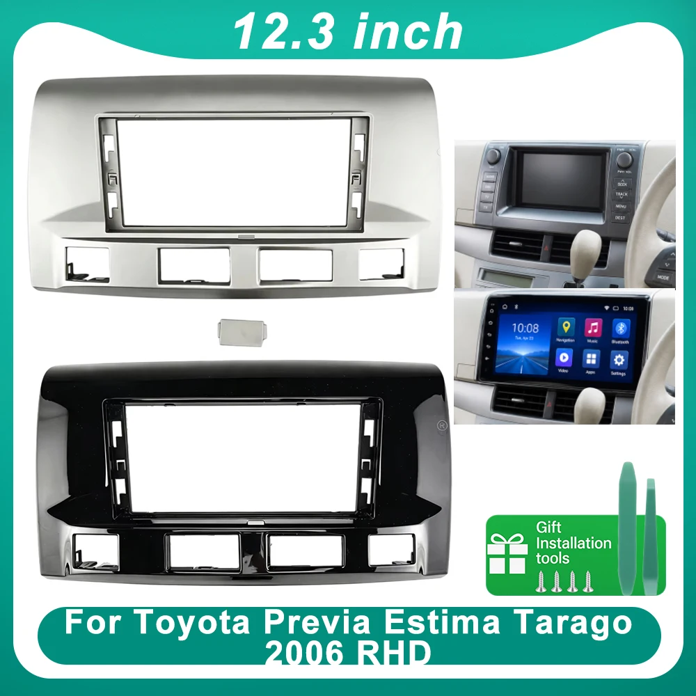 12.3 Inch Car Radio Fascia Frame For Toyota Previa Estima Tarago 2006 RHD Android Stereo Dashboard Panel Trim Installation Kit