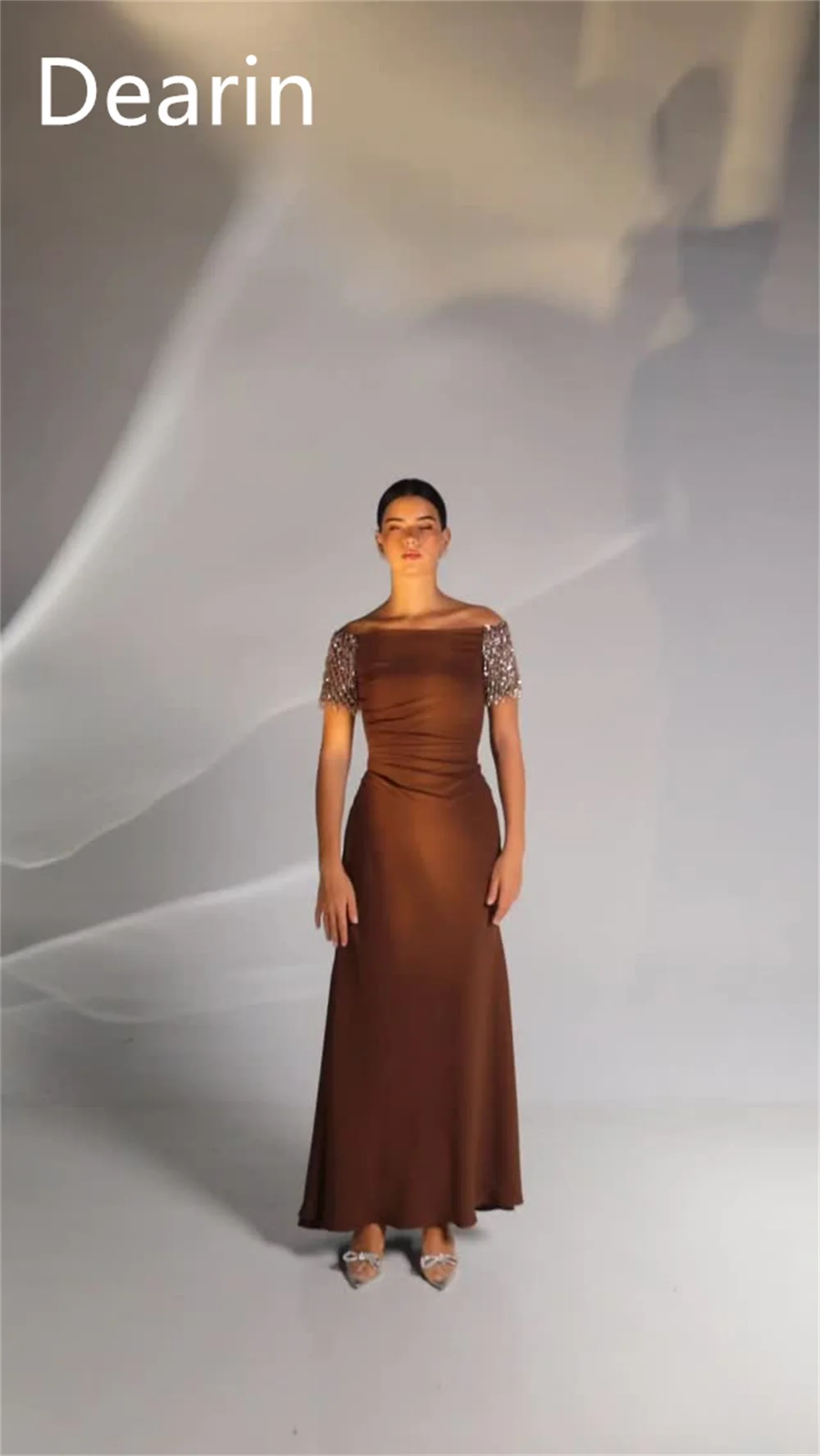 Customized Evening Dress Prom Gown Formal Party Occasion Dearin Scoop Neckline A-line Floor Length Skirts Bespoke  