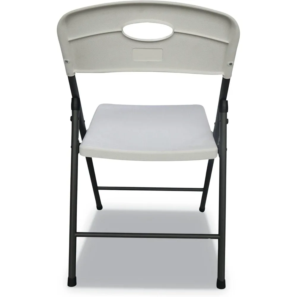 Resin Folding Chair with White Seat and Back, Supports 225 lbs, 18.19 Seat Height, Dark Gray Base, Pack of 4