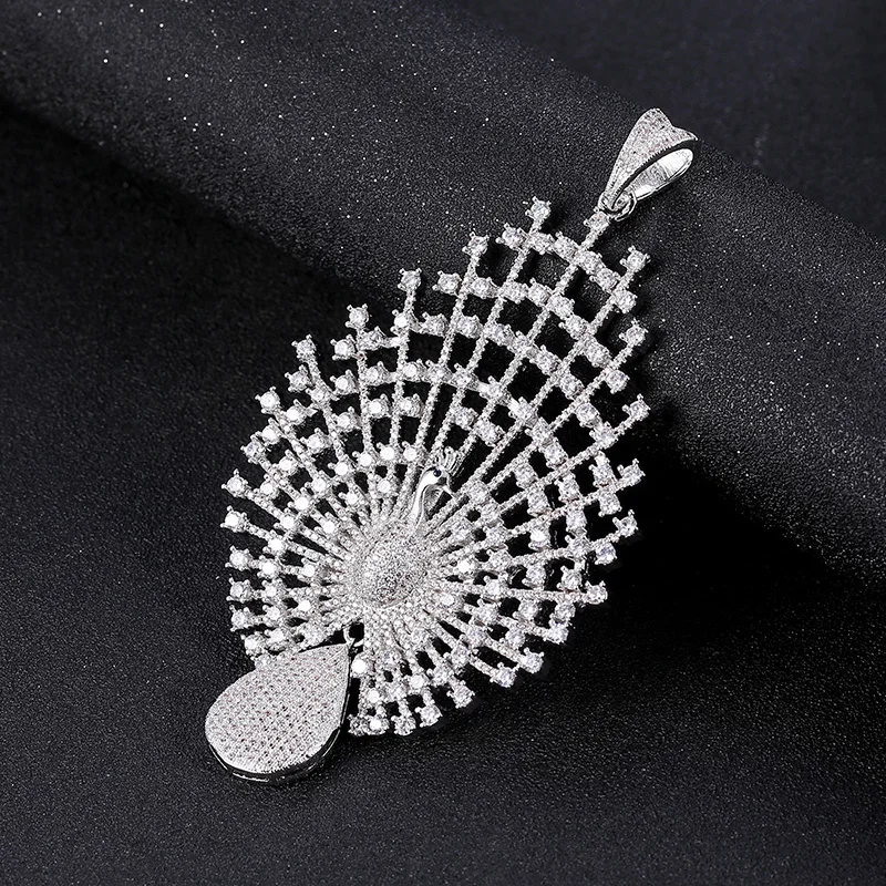 Juya Handmade Luxury Micro Pave Zircon Decoration Peacock Connector Pendants For DIY Women Pearls Gems Wedding Necklace Making