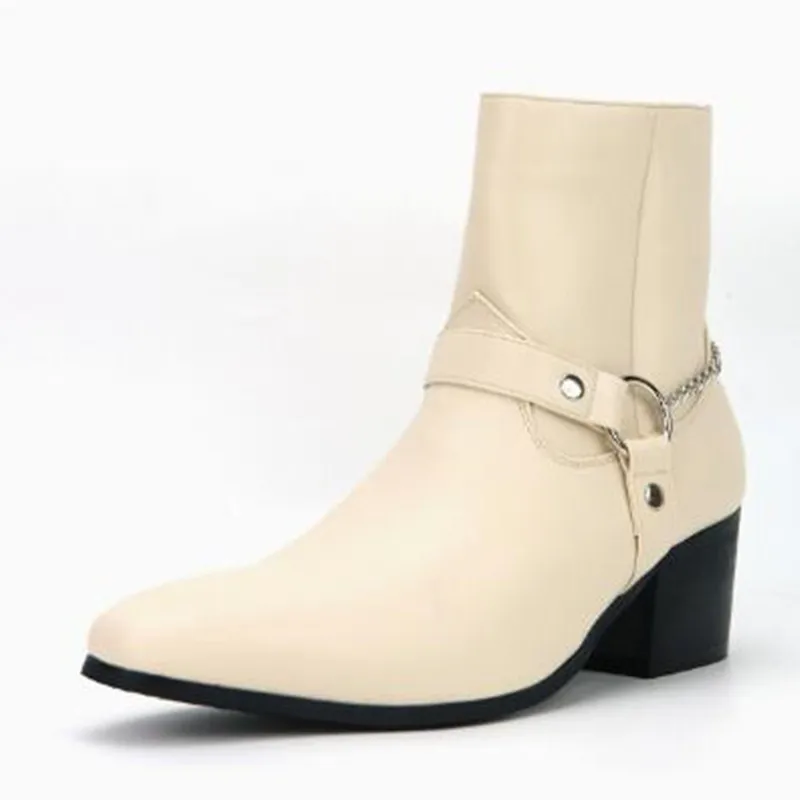 Fashion Men's Boots 2026 Designer Mid-Calf High Heel Boot New Chelsea Boots Luxury Leather Boots for Men Big Size47 Botas Hombre