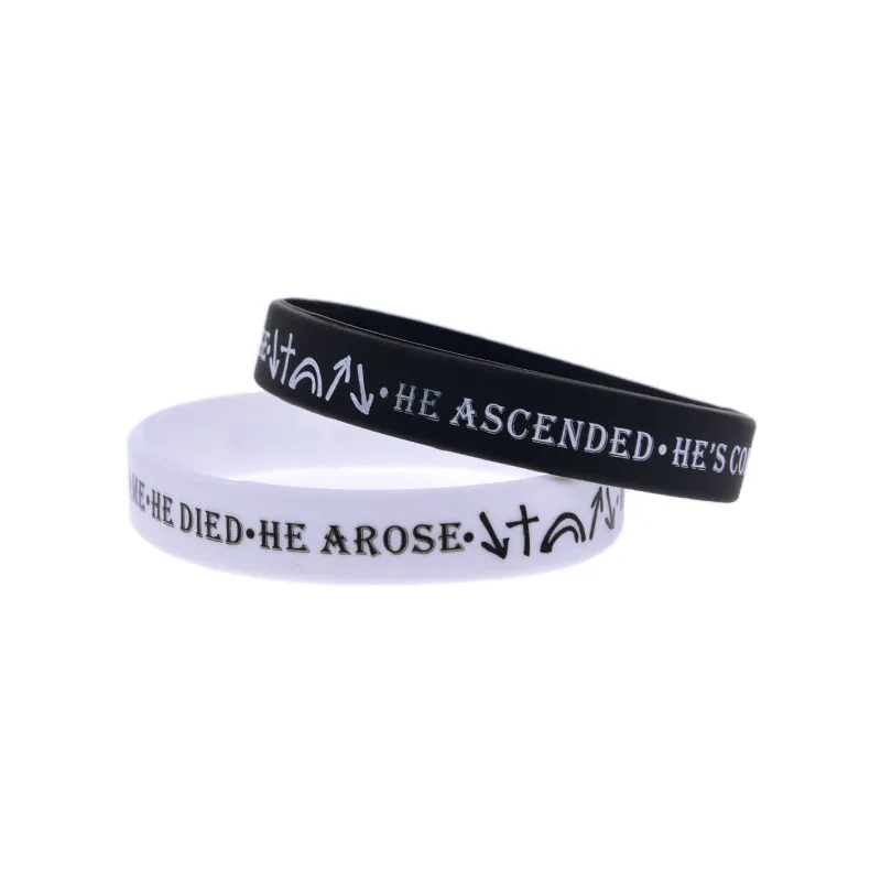 50 Stück christliche Silikon-Armbänder „Er kam, er starb, er ist auferstanden“ – Gebetsarmbänder für Bibelcamp, religiöse Gummibänder – Detail 6