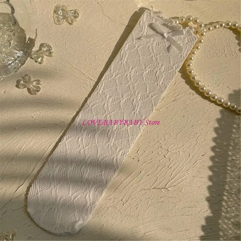 

Ruffle Lace Knee High Socks for Little Girl Bowknot Socks Breathable Summer Socks Kids Hosiery Leg Warmers 4XBC