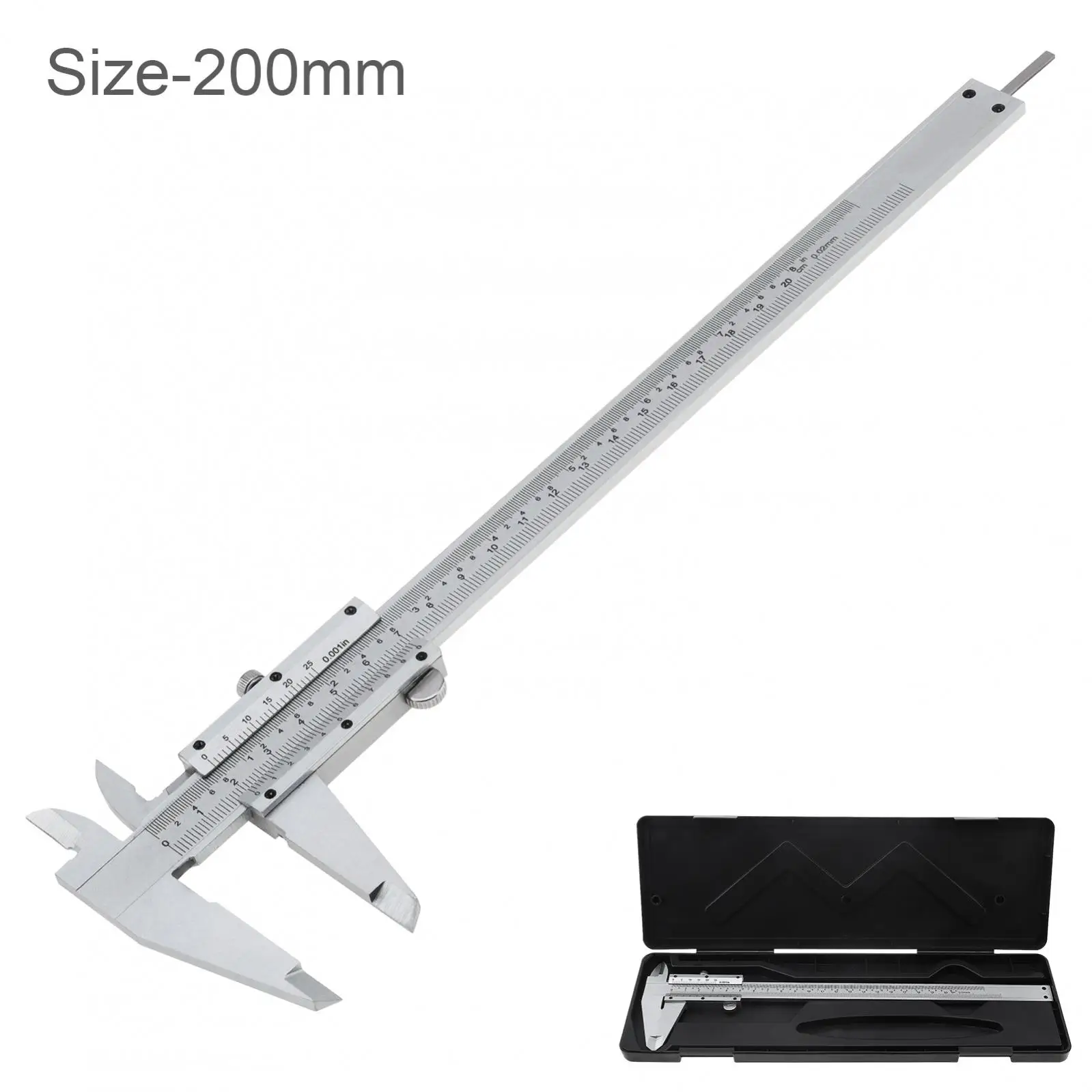 Imagem -04 - Vernier Caliper Métrica Imperial Escalas Duplas Corrediça de Aço Carbono Vernier Caliper Régua Calibre Ferramentas Medida 1pc 150 mm 200 mm 300 mm