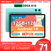 【New】Odea A10 Android 14 Tablet, 10.1 Inch Ips, (4Gb+8Gb)12Gb Ram, 128Gb Rom, 8 Cores, Unisoc T606, 1280X800, Mali-G57, 6000Mah, 5Mp+2Mp, Supports Tf up to 1Tb, Type C, Gps, Widevine L1