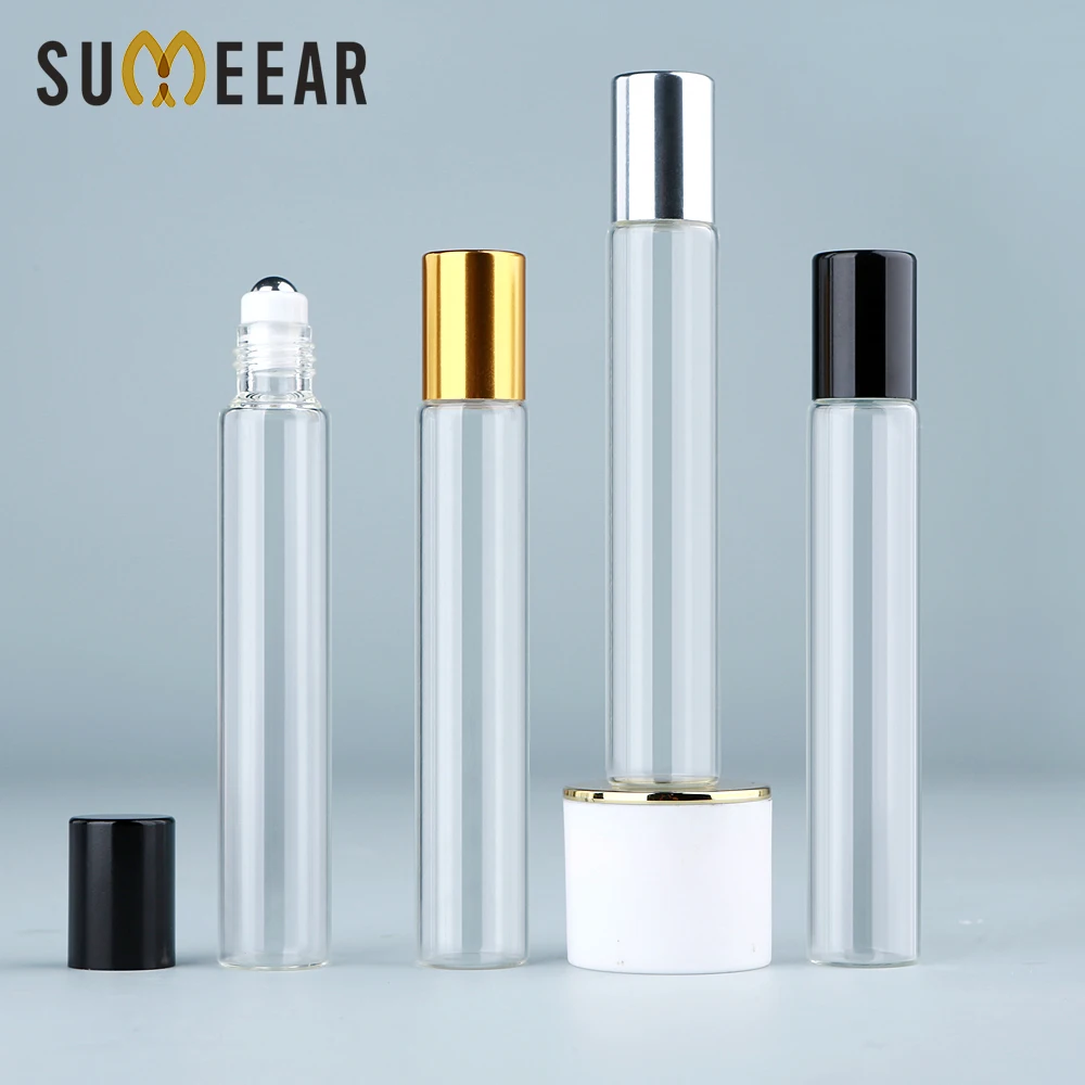50/100Pcs 15ml Clear Glass Perfume Rollers, Aluminum Caps, Exquisite Minimalist, Smooth Roll, Even Dispensing, Reusable
