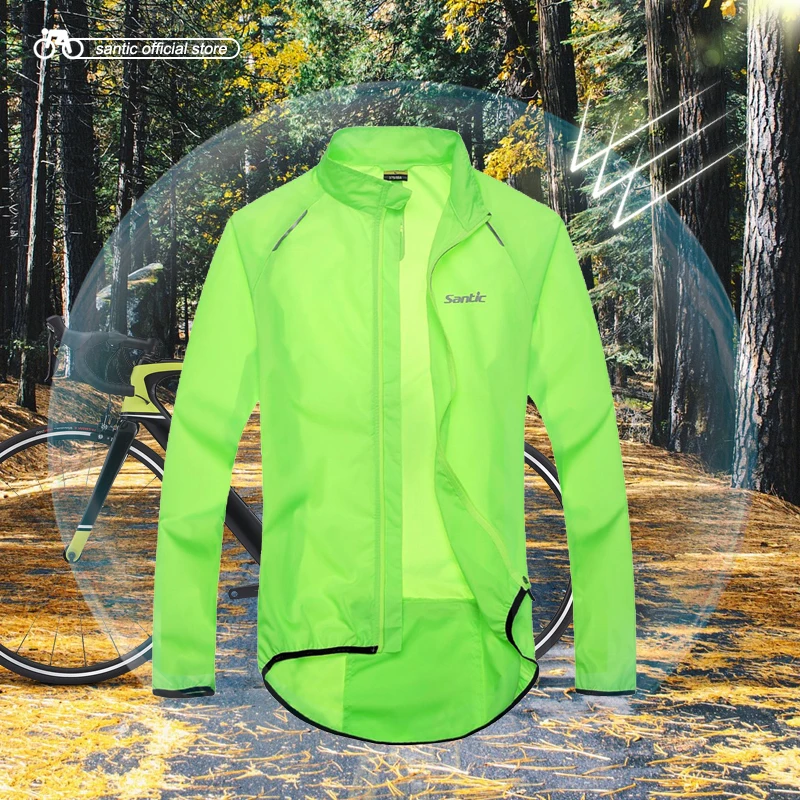 Santic Cycling Windbreaker Men\'s Long Sleeve Windproof MTB Road Riding Clothing Anti-UV Quick-Dry Water Resistant Bicycle Jacket