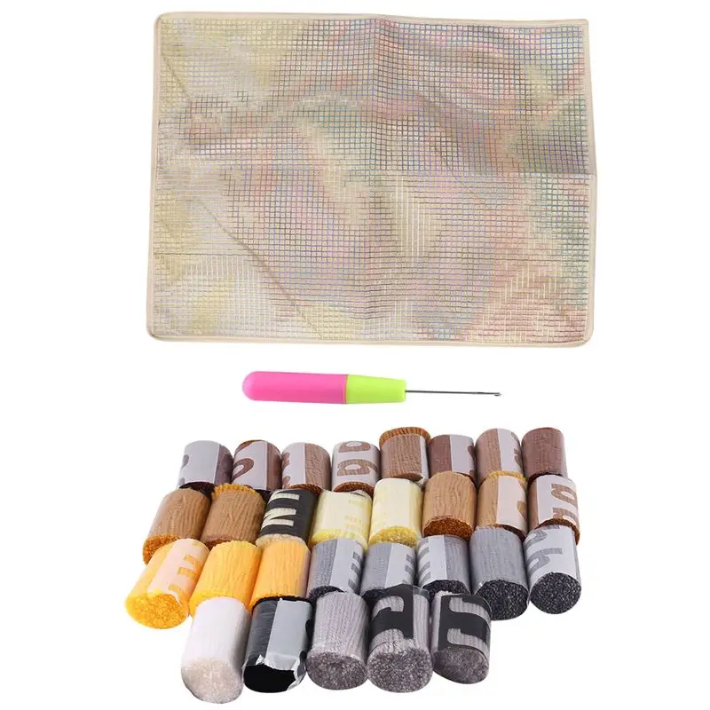 

B50C Latch Hook Kits Rug Making Kits DIY For Kids/Adults With Printed Canvas Pattern Animals Carpet Embroidery 2 Lion