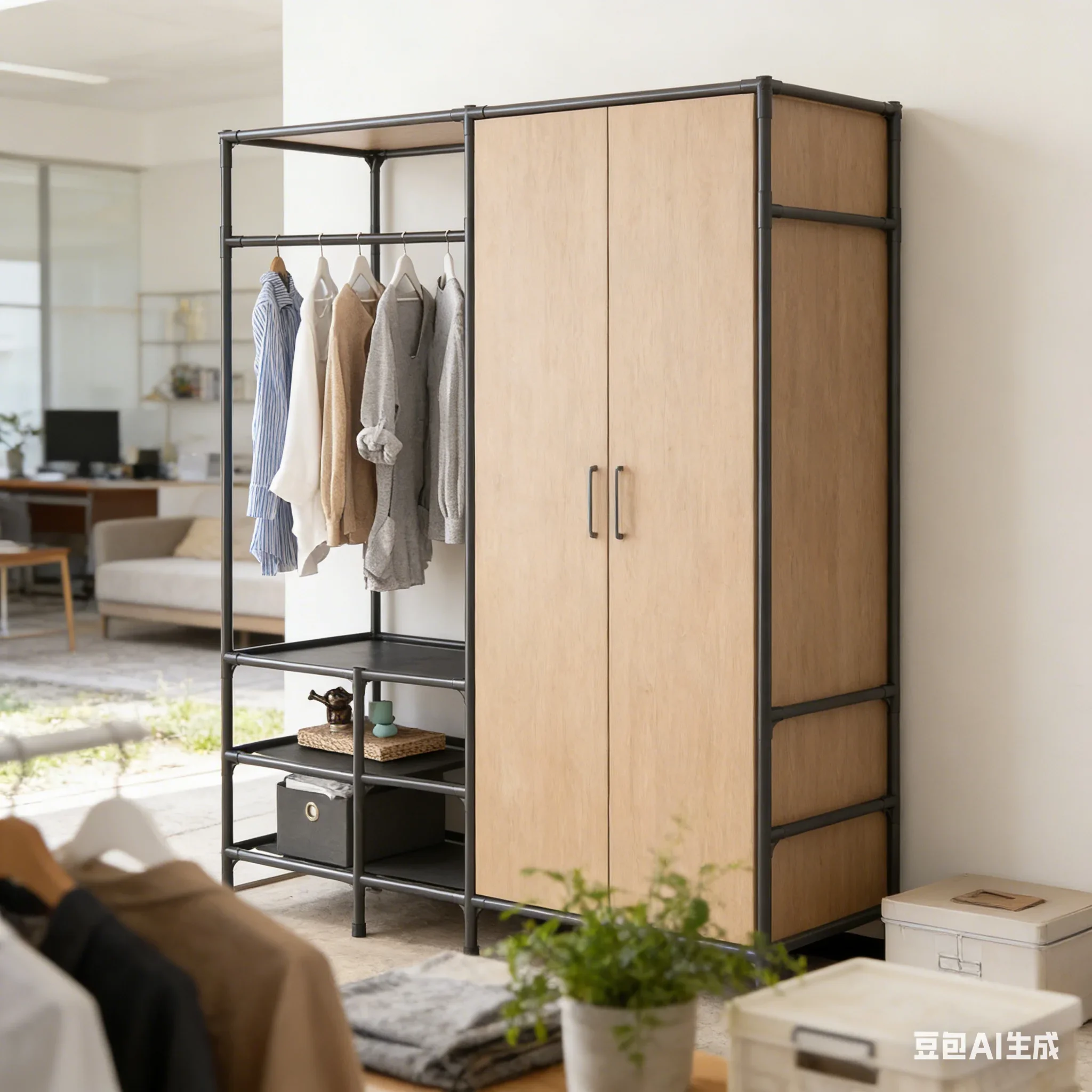 AOLIVIYA Modern Corner Coat Rack With Multi Layer Assembly Hanger Bedroom Floor Standing Storage Rack For Home Light B718436