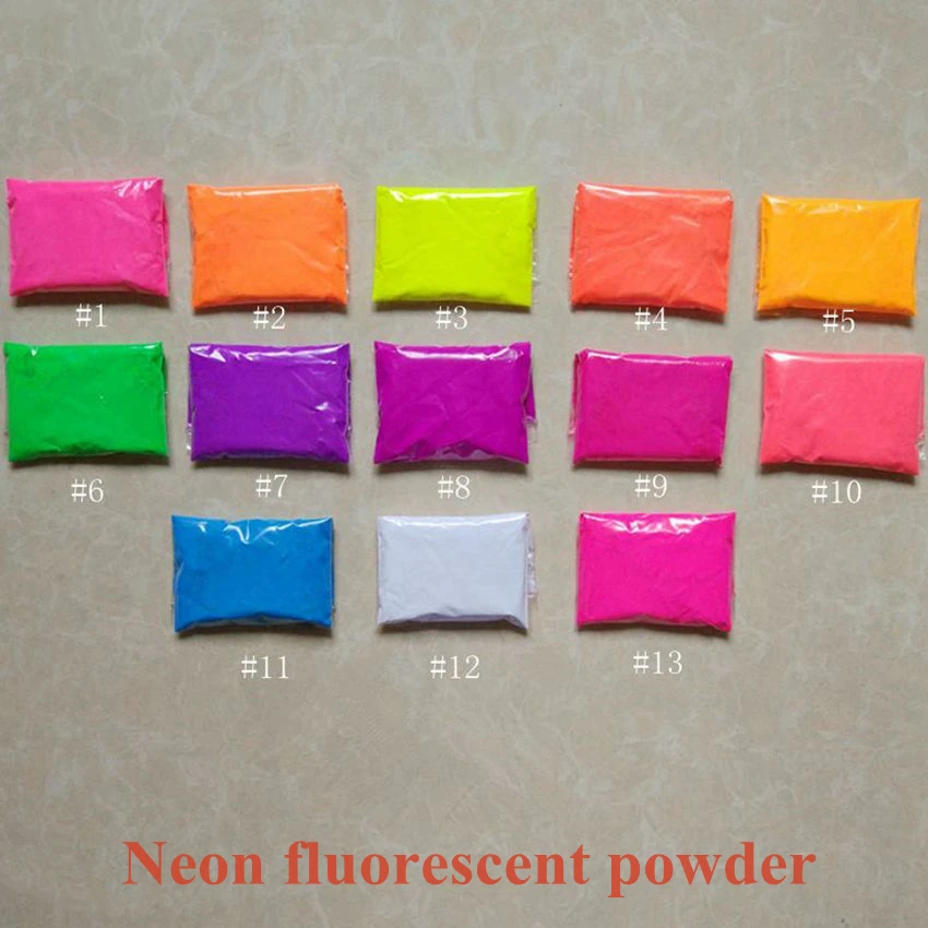 13 cores/conjunto 130g fluorescente pó fluorescência pigmento para sombra sabão pó de néon para unha polonês & pintura & impressão