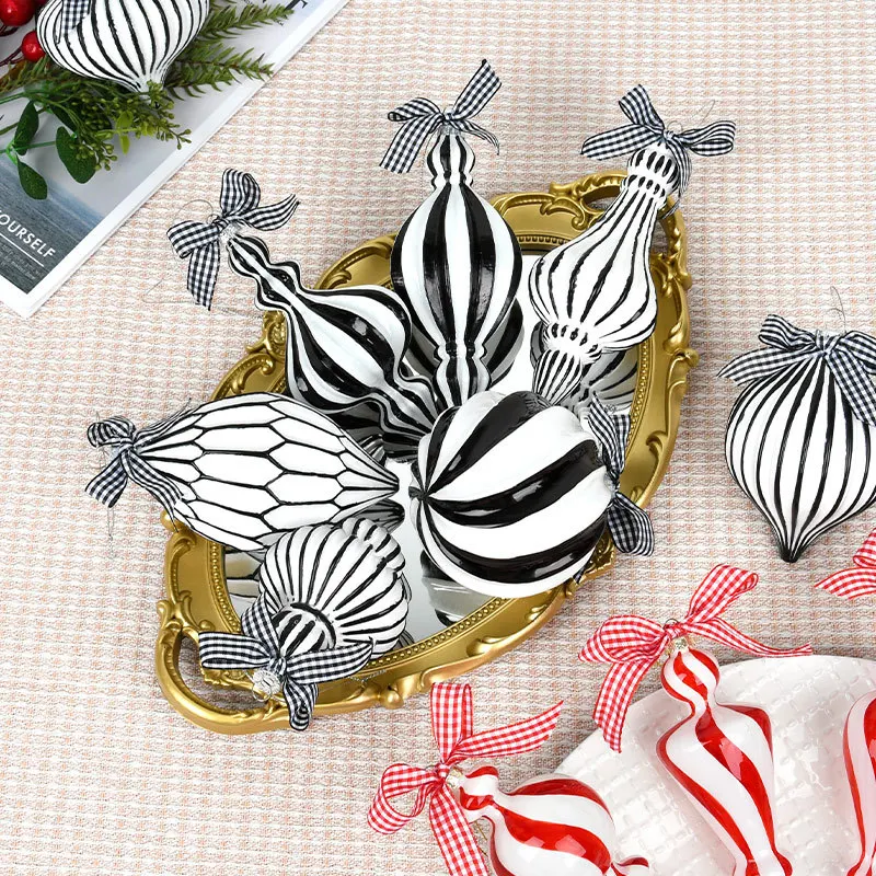 

Christmas Decoration Black White Red Handmade Glass Shaped Gourd Ornament Hanging Decoration Christmas Tree Accessories Pendant