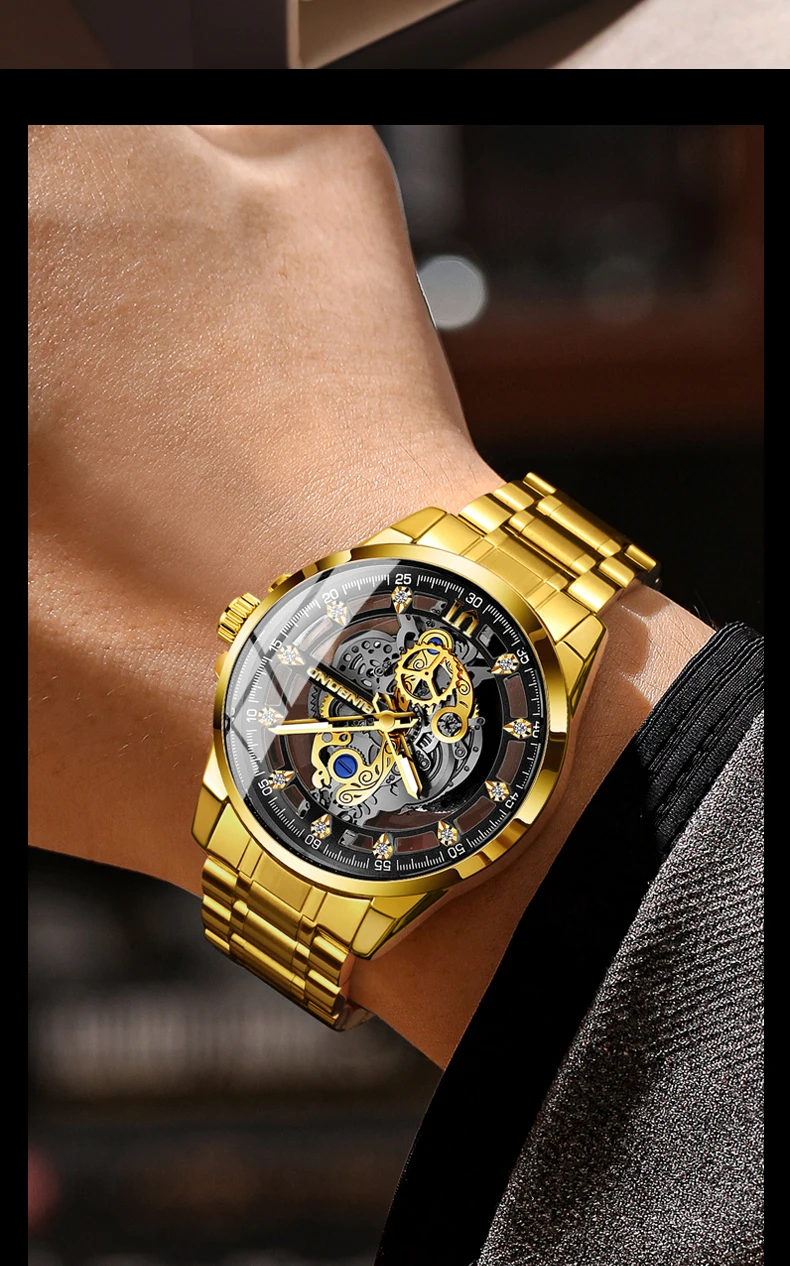 BINBOND Brand 505 Fashionable Luxury Non Mechanical Hollow Men's Quartz Watch Waterproof Night Light Men's Quartz Watch 2025