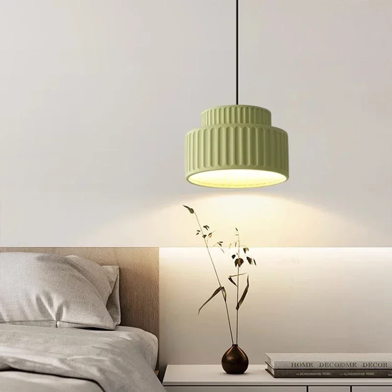 Imagem -06 - Nordic Led Pendant Light Lâmpada de Creme Simples para Quarto Sala de Jantar Corredor Decoração de Casa Interior Resina Pendurada