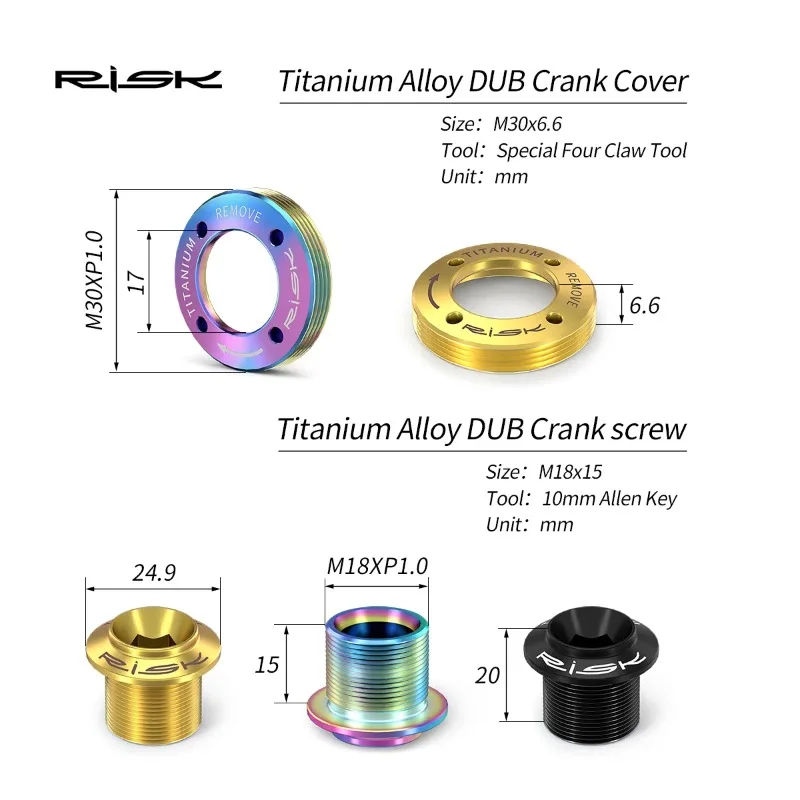 RISK bicycle crank cover DUB crank arm bolt for SRAM NX GX Force XX1 AXS MTB Road bicycle crank screw DUB fixing bolts