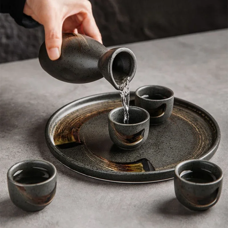 Japanese Style Sake Glass Vintage Ceramic Sake Flagon Luxury Sushi Restaurant Tavern Drinking Set Liquor Baijiu Small Wine Glass