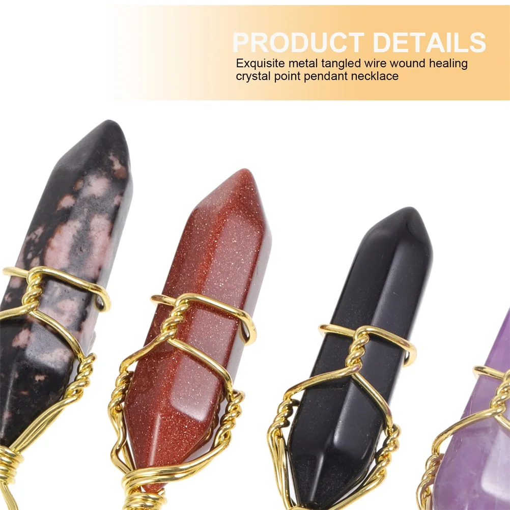 

3Pcs Hexagonal Stone Pendants Mixed Color Decorative Crystal Pillars Meditation Accessory Yoga Energy Stones Home Decor