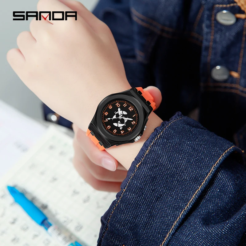 SANDA Twelve Astrological Ladies Lovely Kids Quartz Watch Fashion Silicone Sports Watch Students Quartz Watch Boys Girls Gift