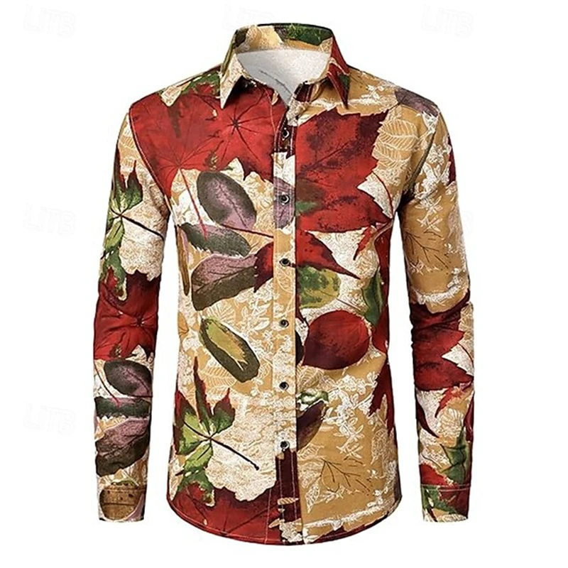 

Men's Casual Shirt Hot New Arrival Paisley Print Long Sleeve Button Lapel Shirts Male Fashion Plus Size6xl Beach Holiday Shirt