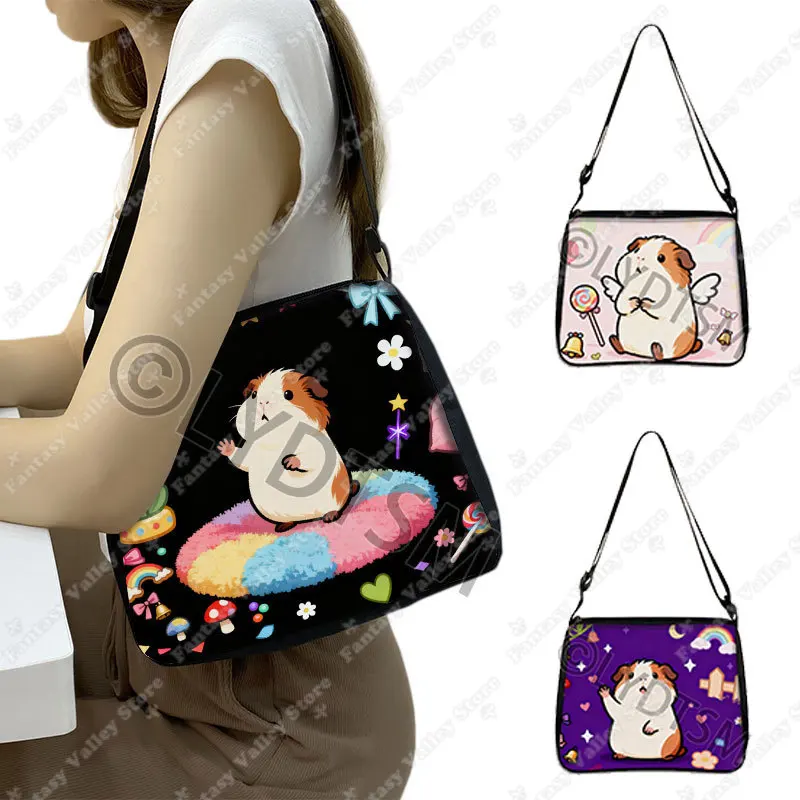 Cartoon Animal Guinea Pig Graphic Print Shoulder Bag Kawaii Cavy Women Handbag Phone Wallet Key Holder Messenger Bag