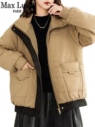 Max LuLu Womens Winter Outerwear Quilted Thicken Ladies Jeackets Vintage Leisure Luxury Classic Parkas Fashion Oversized Coats