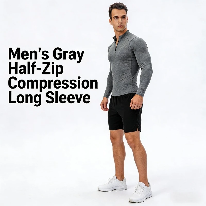 

2026 Men's Warm Stand-Up Collar Sweatshirt, Fleece-Lined High-Stretch Slim-Fit Long-Sleeve Workout Top for Autumn/Winter