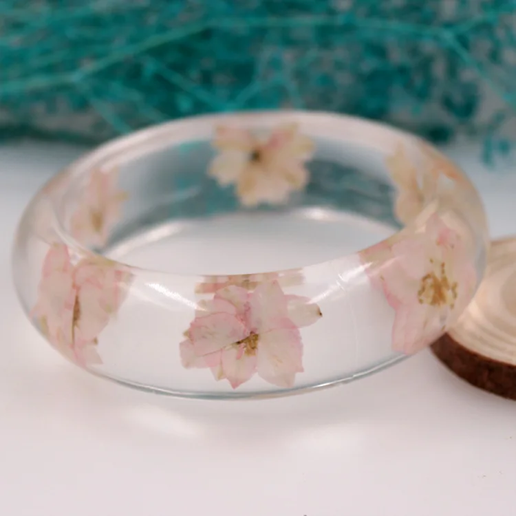 1Pcs New Charm Epoxy Resin Dried Flower Bracelet Fashion Classic Artificial Epoxy Natural Real Flower Bracelet For Women Jewelry