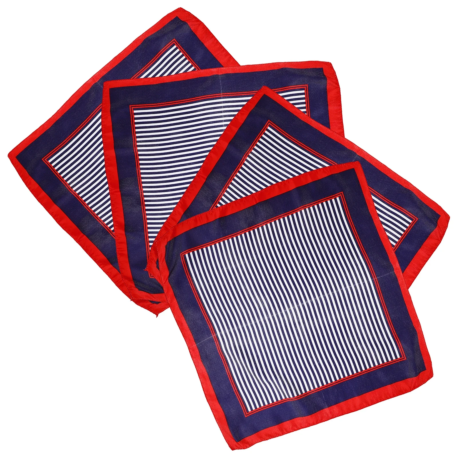 4pcs Women's Business Dress Square Neck Scarf Stripe Neckerchief Lady Business Suit Neckerchief Silk Polyester Hair Scarf 50 CM