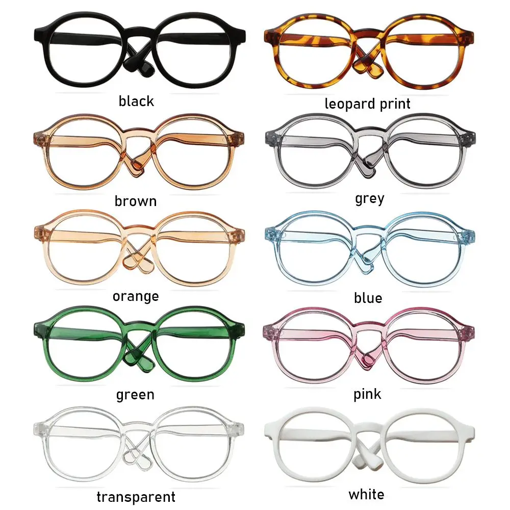 9cm Round Frame Miniature Eyewear Clear Lens Candy Color Eyeglasses Style For Blythe Doll Accessories Plush Doll Glasses