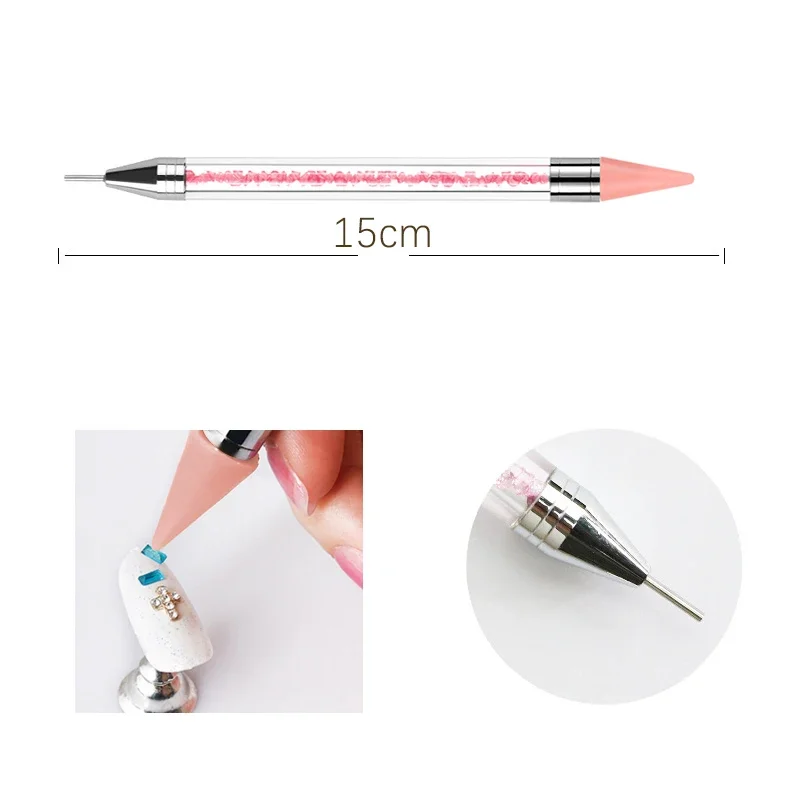 DIY Point Rhinestone Tools Dual Heads Acrylic Metal Dotting Wax Pen Rhinestones Gem Picker Crystal Picking Nail Art Studs Dotter