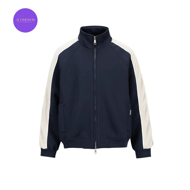 ACOMOSON Top Quality EU US Size Luxury Casual Wear Vintage Hoodie Jacket Sports Running Outdoor Men Oversize Jacket