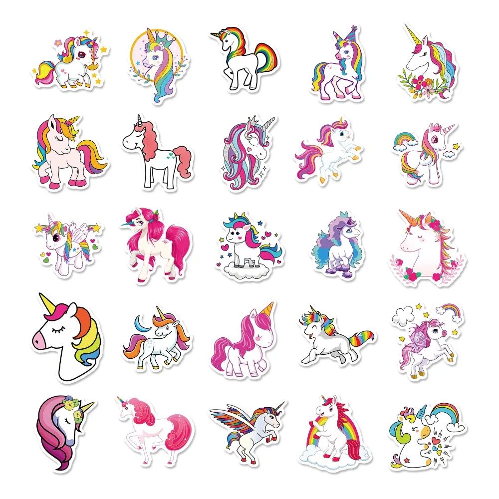 50PCS Cute The Unicorn Stickers Kawaii Waterproof Graffiti Vinyl Decals for Laptop Guitar Suitcase Skateboard Kids Gift