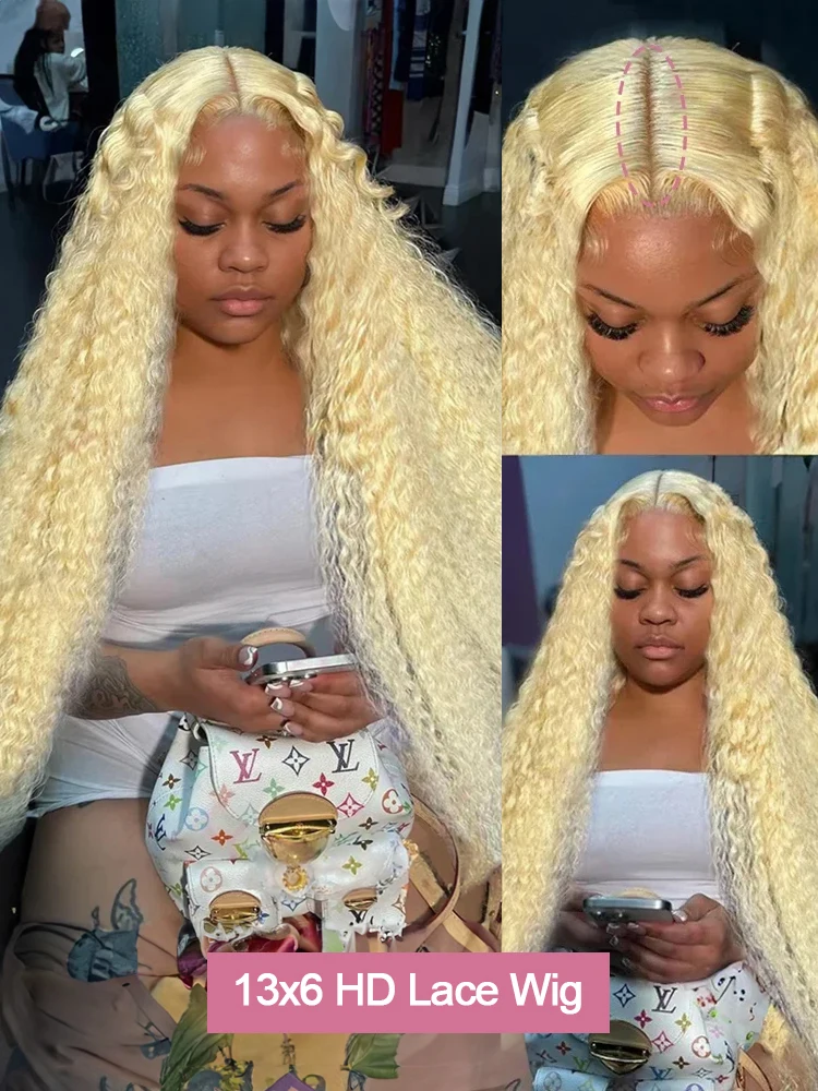 42 بوصة 613 العسل شقراء مجعد 13x6 HD الدانتيل الباروكة الأمامية شعر الإنسان البرازيلي الملونة 13x4 الدانتيل الجبهة الباروكات للنساء 250% الكثافة #4