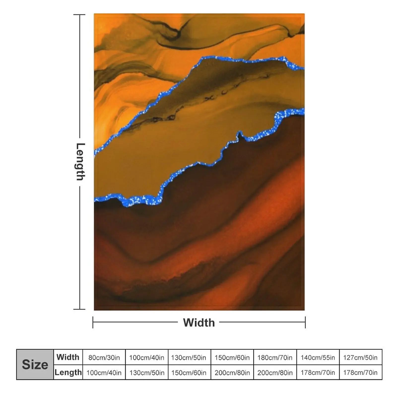 Burnt Orange and Blue Modern Geode Agate Design Throw Blanket Soft Plush Plaid Blankets For Bed Cute Blankets
