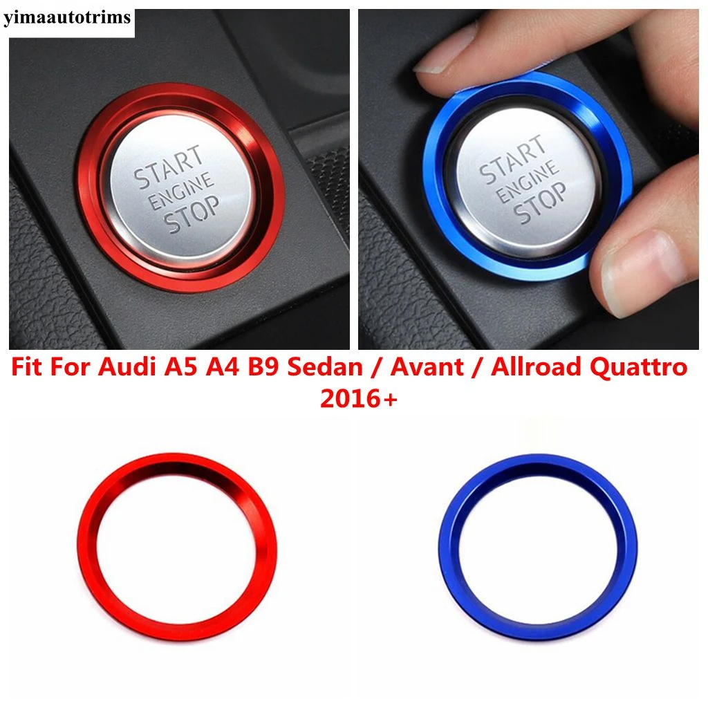 

Auto Engine Start Stop Button Ring Cover Trim Red Blue Accessories For Audi A5 A4 B9 Sedan / Avant / Allroad Quattro 2016 -2020